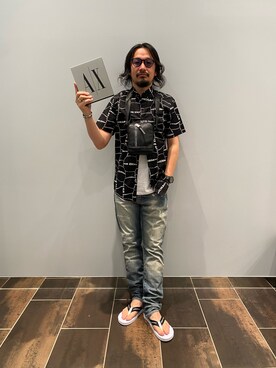 「ARMANI EXCHANGE（アルマーニエクスチェンジ）のアイテム（パンツ）」を使った、HJM812さん（メンズ・173cm）の春コーディネート