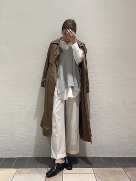 「アイテム（その他アウター、ブラウン系）」を使った、山下公留子さん（レディース・167cm）の春コーディネート