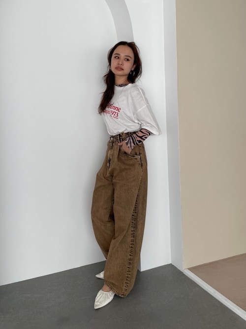 セール】ゼブラ柄シアーチュールロングスリーブTee（Tシャツ