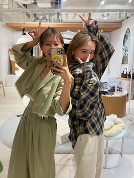 「Ungrid（アングリッド）のチェックルーズシャツ（シャツ/ブラウス）」を使った、関 侑梨乃さん（レディース・156cm）の夏コーディネート