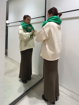 「Ungrid（アングリッド）のアイテム（マフラー）」を使った、関 侑梨乃さん（レディース・156cm）の冬コーディネート