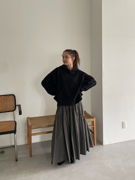 「Ungrid（アングリッド）のアイテム（パーカー）」を使った、関 侑梨乃さん（レディース・156cm）の秋コーディネート