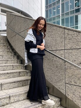 「綺麗めコーデ」｜「アイテム（スウェット）」を使った、関 侑梨乃さん（レディース・156cm）の冬コーディネート