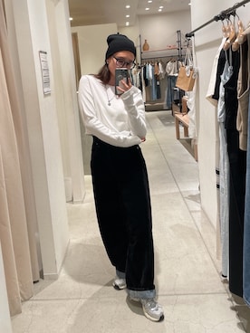 「アイテム（ニットキャップ/ビーニー）」を使った、関 侑梨乃さん（レディース・156cm）の夏コーディネート