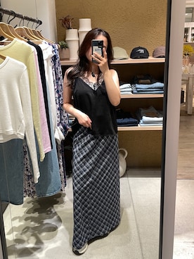 「Ungrid（アングリッド）のアイテム（スカート）」を使った、関 侑梨乃さん（レディース・156cm）の春コーディネート