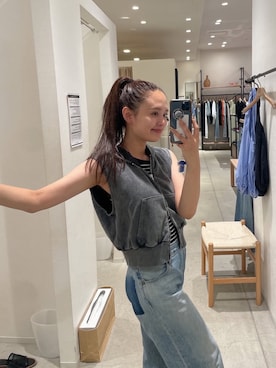 「Ungrid（アングリッド）のアイテム（パーカー）」を使った、関 侑梨乃さん（レディース・156cm）の夏コーディネート