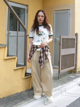 「Ungrid（アングリッド）のフェイクファーサボ（その他シューズ、ホワイト系）」を使った、関 侑梨乃さん（レディース・156cm）の夏コーディネート