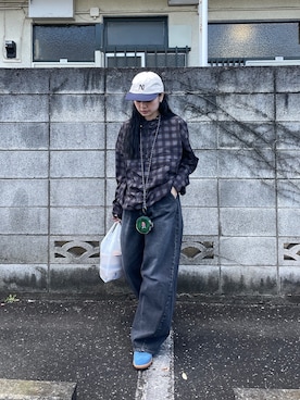 「Ungrid（アングリッド）のウエストタックカーブデニム（デニムパンツ）」を使った、関 侑梨乃さん（レディース・156cm）の冬コーディネート