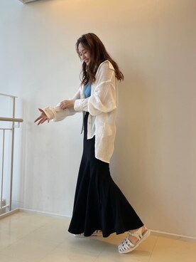 「Ungrid（アングリッド）のフィットマーメイドスカート（スカート）」を使った、関 侑梨乃さん（レディース・156cm）の春コーディネート