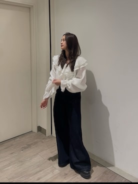 「Ungrid（アングリッド）のアイテム（シャツ/ブラウス）」を使った、関 侑梨乃さん（レディース・156cm）の秋コーディネート