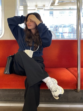 「Ungrid（アングリッド）のアイテム（パーカー）」を使った、関 侑梨乃さん（レディース・156cm）の春コーディネート