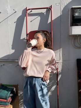 「Ungrid（アングリッド）のウエストタックカーブデニム（デニムパンツ）」を使った、関 侑梨乃さん（レディース・156cm）の春コーディネート