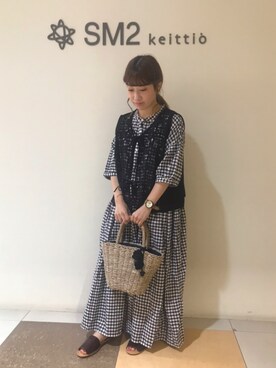 「Samansa Mos2（サマンサ モスモス）のモチーフレースベスト（ベスト）」を使った、す　ず　きさん（レディース・146cm）の夏コーディネート