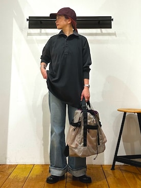 「LY（エルワイ）のアイテム（キャップ）」を使った、kazueさん（レディース・158cm）の冬コーディネート