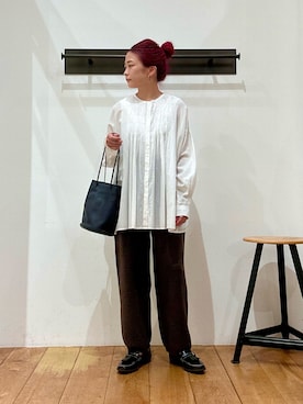 「HARUTA（ハルタ）の『別注』HARUTA×DOORS　キルトローファー（ローファー）」を使った、kazueさん（レディース・158cm）の秋コーディネート