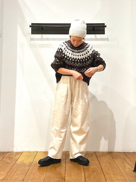 「おでかけコーデ」｜「アイテム（ニットキャップ/ビーニー）」を使った、kazueさん（レディース・158cm）の冬コーディネート