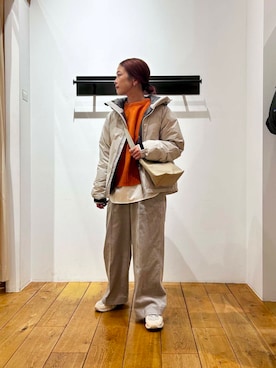 「冬の差し色コーデ」｜「アイテム（ダウンジャケット/コート）」を使った、kazueさん（レディース・158cm）の冬コーディネート