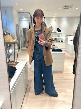 「アイテム（サロペット/オーバーオール）」を使った、chihomakinoさん（レディース・156cm）の秋コーディネート