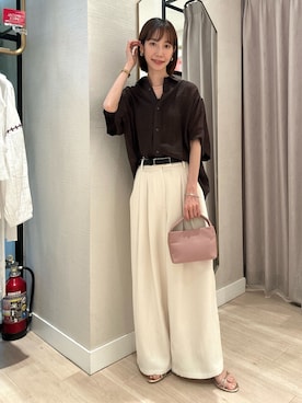 「アイテム（スラックス）」を使った、chihomakinoさん（レディース・156cm）の夏コーディネート
