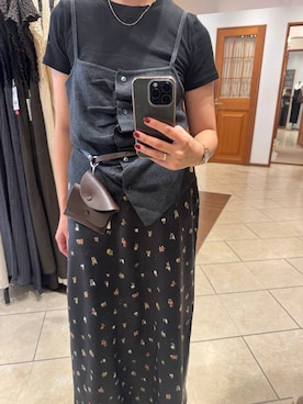 「LOWRYS FARM（ローリーズファーム）の２ＰタンクレイヤードＳＳ 1048915（Tシャツ/カットソー、ブラック系）」を使った、tantanさん（レディース・150cm）の夏コーディネート