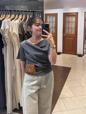「LOWRYS FARM（ローリーズファーム）のドレーププルオーバーSS 1053677（Tシャツ/カットソー、グレー系）」を使った、tantanさん（レディース・150cm）の夏コーディネート
