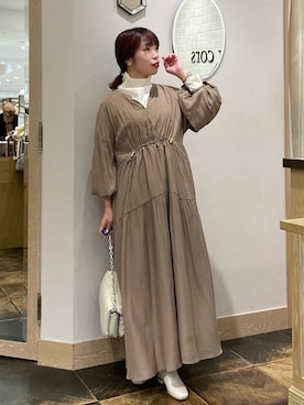 「タートルネック」｜「アイテム（クラッチバッグ）」を使った、まっしーさん（レディース・157cm）の冬コーディネート