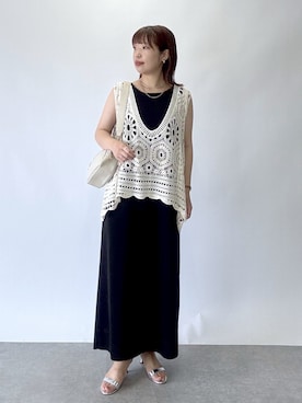 「アイテム（ベスト）」を使った、まっしーさん（レディース・157cm）の夏コーディネート