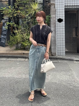 「アイテム（デニムスカート）」を使った、まっしーさん（レディース・157cm）の夏コーディネート