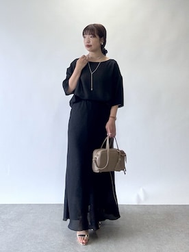 「アイテム（ボストンバッグ）」を使った、まっしーさん（レディース・157cm）の夏コーディネート