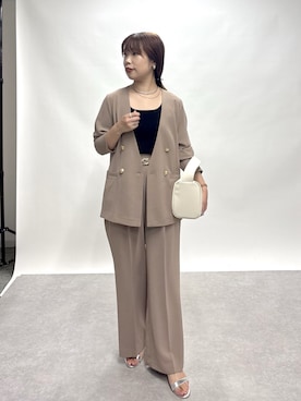 「アイテム（ノーカラージャケット）」を使った、まっしーさん（レディース・157cm・20代）の夏コーディネート
