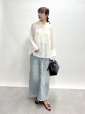 「アイテム（デニムスカート）」を使った、まっしーさん（レディース・157cm）の夏コーディネート
