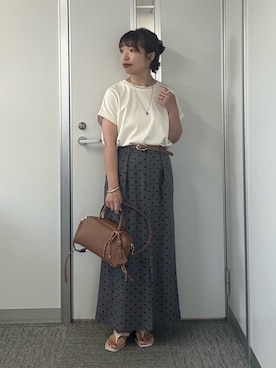 「アイテム（ボストンバッグ）」を使った、まっしーさん（レディース・157cm）の夏コーディネート