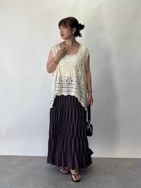 「大人カジュアルコーデ」｜「アイテム（スカート）」を使った、まっしーさん（レディース・157cm）の夏コーディネート