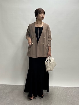 「アイテム（ノーカラージャケット）」を使った、まっしーさん（レディース・157cm・20代）の夏コーディネート