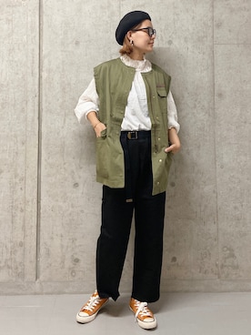 「アイテム（チノパンツ）」を使った、remiさん（レディース・168cm）の夏コーディネート