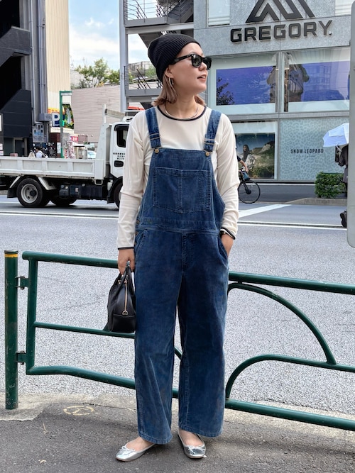 KAPITAL コーデュロイ　ダークブルー サロペット TANTOUAN セール】コーデュロイサロペット（サロペット/オーバーオール）｜PUAL