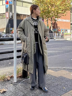 「アイテム（モッズコート）」を使った、remiさん（レディース・168cm）の冬コーディネート