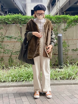 「アイテム（オールインワン・サロペット）」を使った、remiさん（レディース・168cm）の秋コーディネート