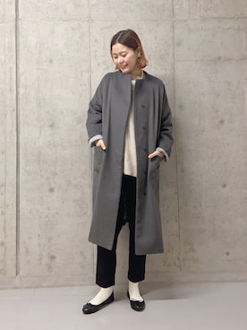 「PUAL CE CIN（ピュアルセシン）のアイテム（ノーカラーコート）」を使った、remiさん（レディース・168cm）の冬コーディネート