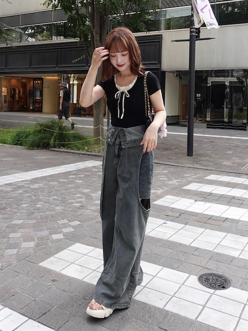 セール】レイヤード風 カットソー トップス バレエコア