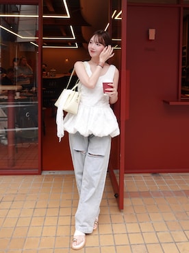 「トングサンダル」｜ありすさん（レディース・163cm）の春コーディネート
