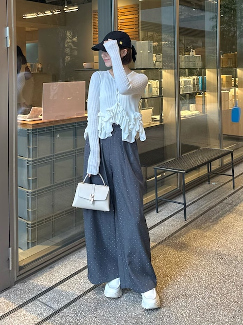 Adalyn アダリン メタリックバックル チェーンストラップ トップ