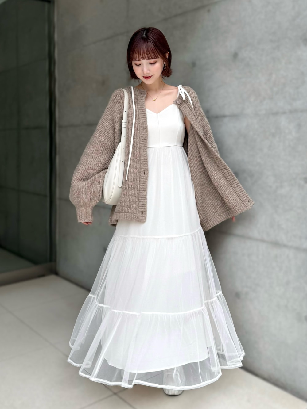 fupel（フぺル）の「switched tulle ribbon cami dress