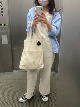 「Ray BEAMS（レイビームス）のアイテム（オールインワン・サロペット）」を使った、さかなかささん（レディース・154cm）の夏コーディネート