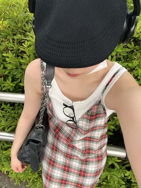 「ハンチング」｜「アイテム（タンクトップ）」を使った、Ｋさん（レディース・163cm）の夏コーディネート