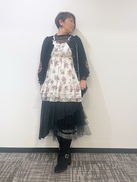 「アイテム（チュニック）」を使った、ジョーさん（レディース・161cm）の秋コーディネート