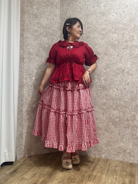 「axes femme POETIQUE（アクシーズファムポエティック）のアイテム（スカート）」を使った、ジョーさん（レディース・161cm）の夏コーディネート