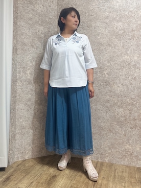 「刺繍」｜ジョーさん（レディース・161cm）の夏コーディネート
