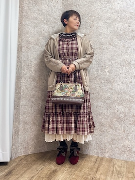 「アイテム（ボストンバッグ）」を使った、ジョーさん（レディース・161cm）の秋コーディネート