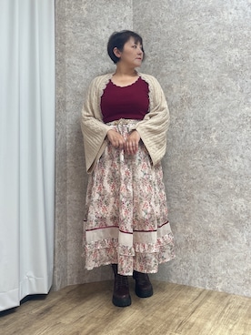 「アイテム（マフラー）」を使った、ジョーさん（レディース・161cm）の秋コーディネート